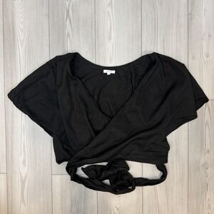 Vetta Size 10 Linen Wrap Top Blouse Button Detail